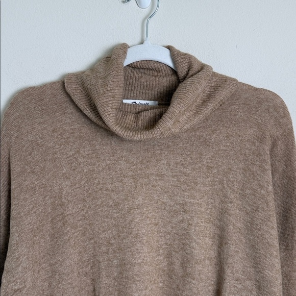 Madewell Crestland Side-Button Turtleneck Merino Wool Tunic Sweater Tan Size XL - Picture 3 of 8